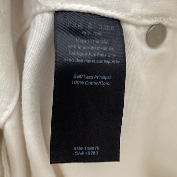 RAG & BONE White Cotton Straight Wide Leg Crop Pants Raw Hem Distressed Pants - Picture 4 of 14